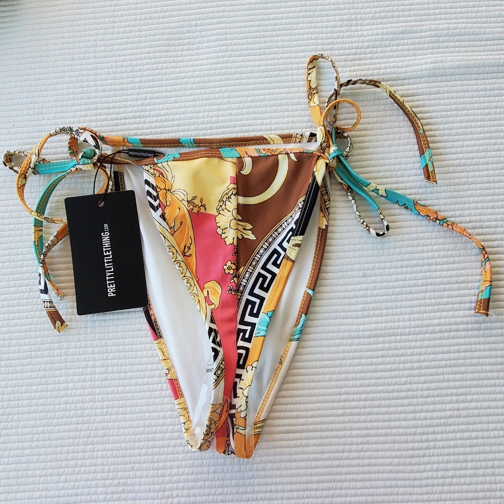 Pretty Little Thing New Bathing Swim Suit String Bikini Bottom Women's 4 Ties
